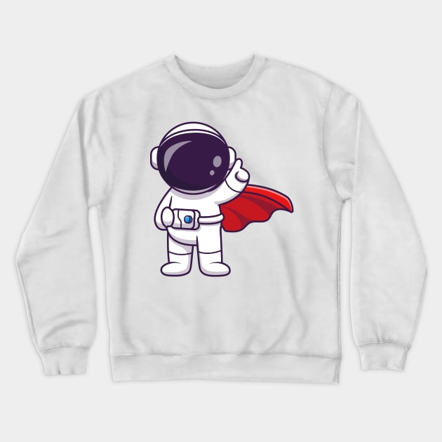 Cute Astronaut Super Hero Cartoon Crewneck Sweatshirt by Catalyst Labs